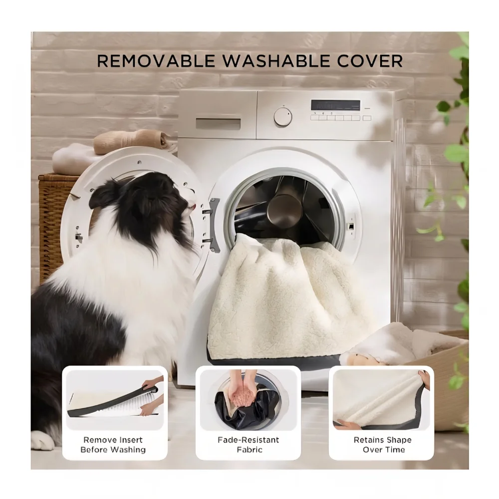 Luxurious Cream and Gray Dog Bed